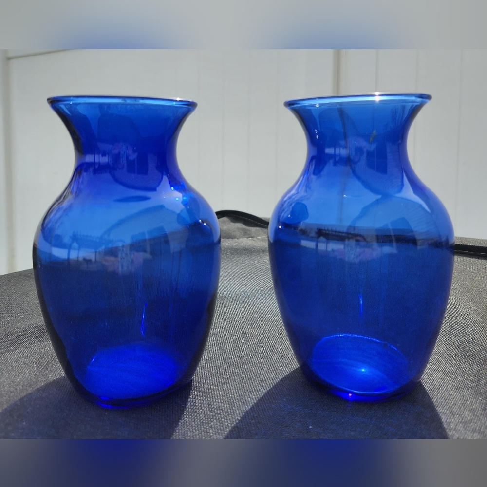 Vintage Cobalt Blue Vases (set of 2)